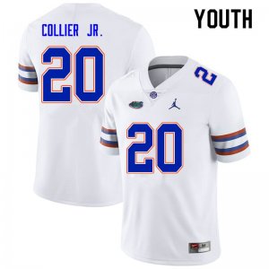 Youth Florida Gators #20 Corey Collier Jr. NCAA Nike White Authentic Stitched College Football Jersey AMU6662FU